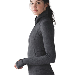 Lululemon Think Fast 1/4 zip pullover sweater Size 8 Grey herringbone.